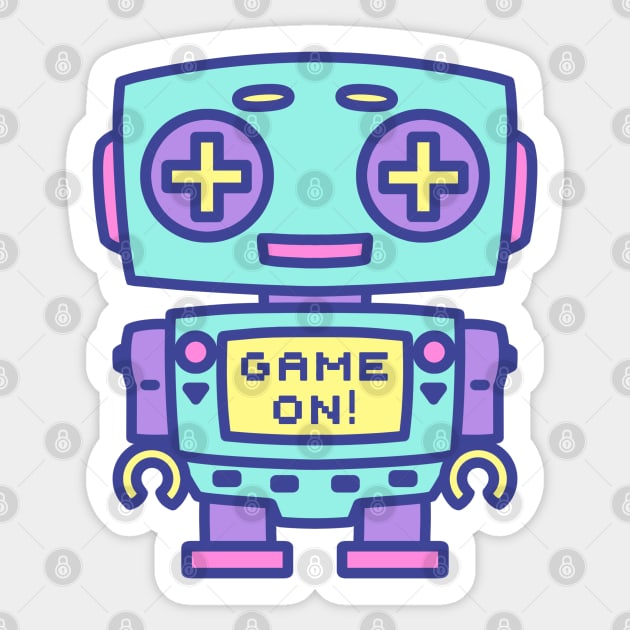 GAME ON pastel robot Sticker by Red_Flare_Art